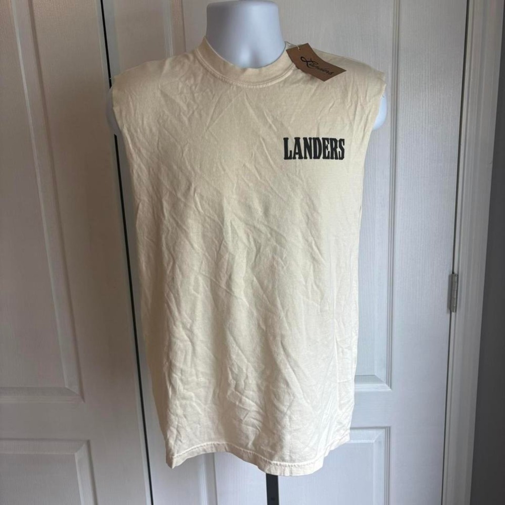 Landers Cream & black sleeveless Muscle top‎
